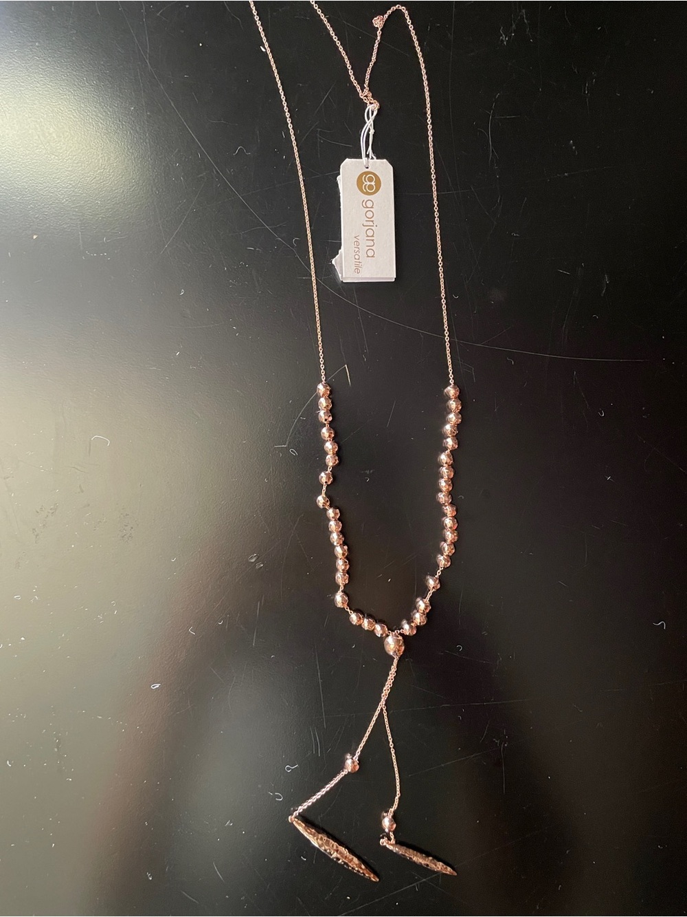 NWT Gorjana Rose Gold Beaded Lariat Necklace